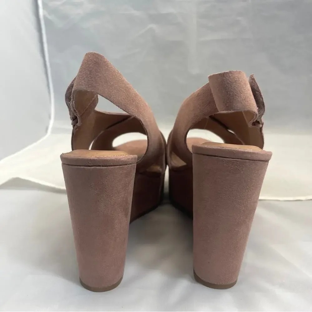 Caslon Kenley Wedge Sandal Open Toe Cross Strap Platform Dusty Pink Suede